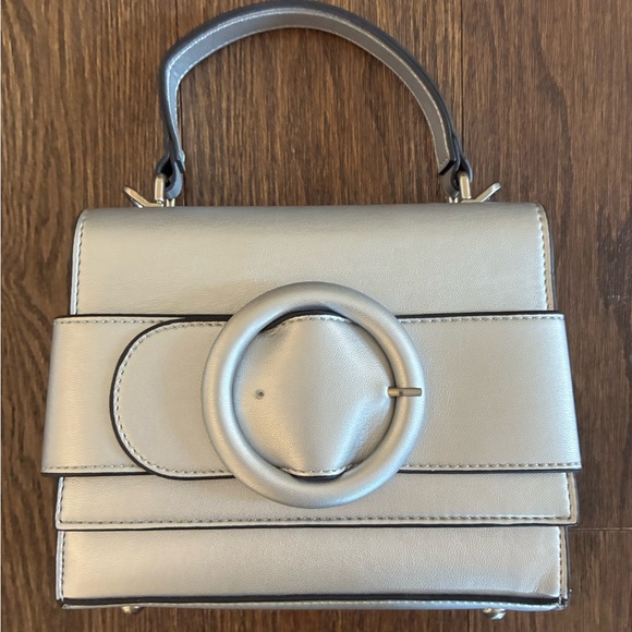 Satchel by Future Collective, Top-Handle w Cross Body Strap Silver Belt Design 🩶 - Picture 2 of 11